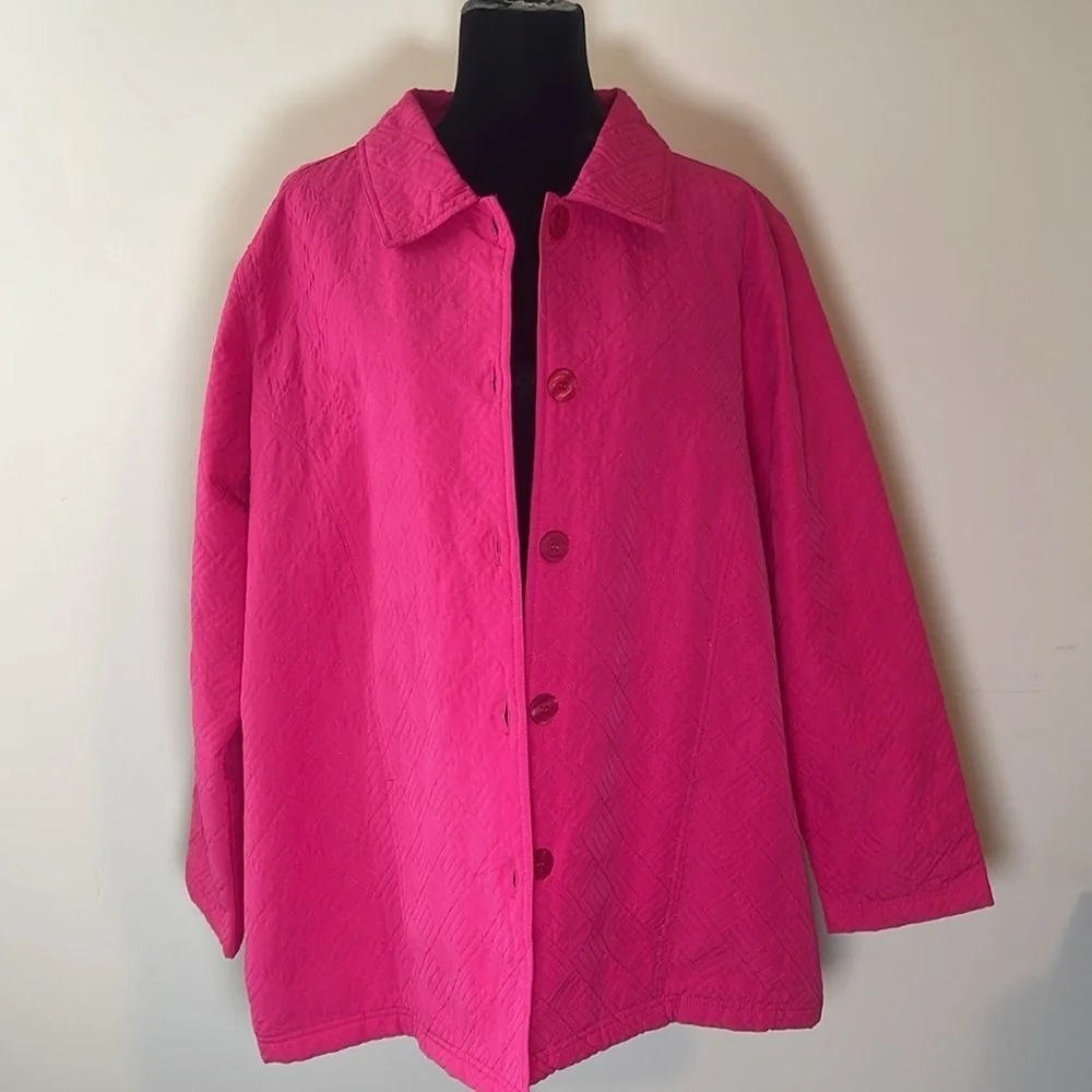 NWT Kim Rogers Pink Satin Lined Quilted Jacket Size 1X NWT